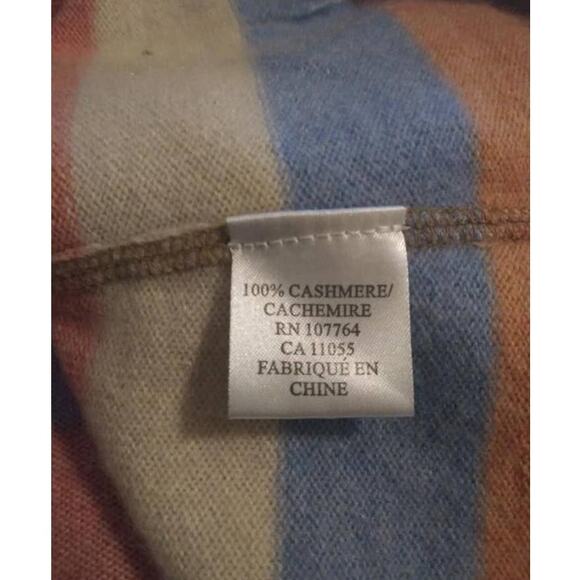 One Girl Who Multi Striped 100% Cashmere Zip Front Sweater Sz Small - Picture 5 of 7